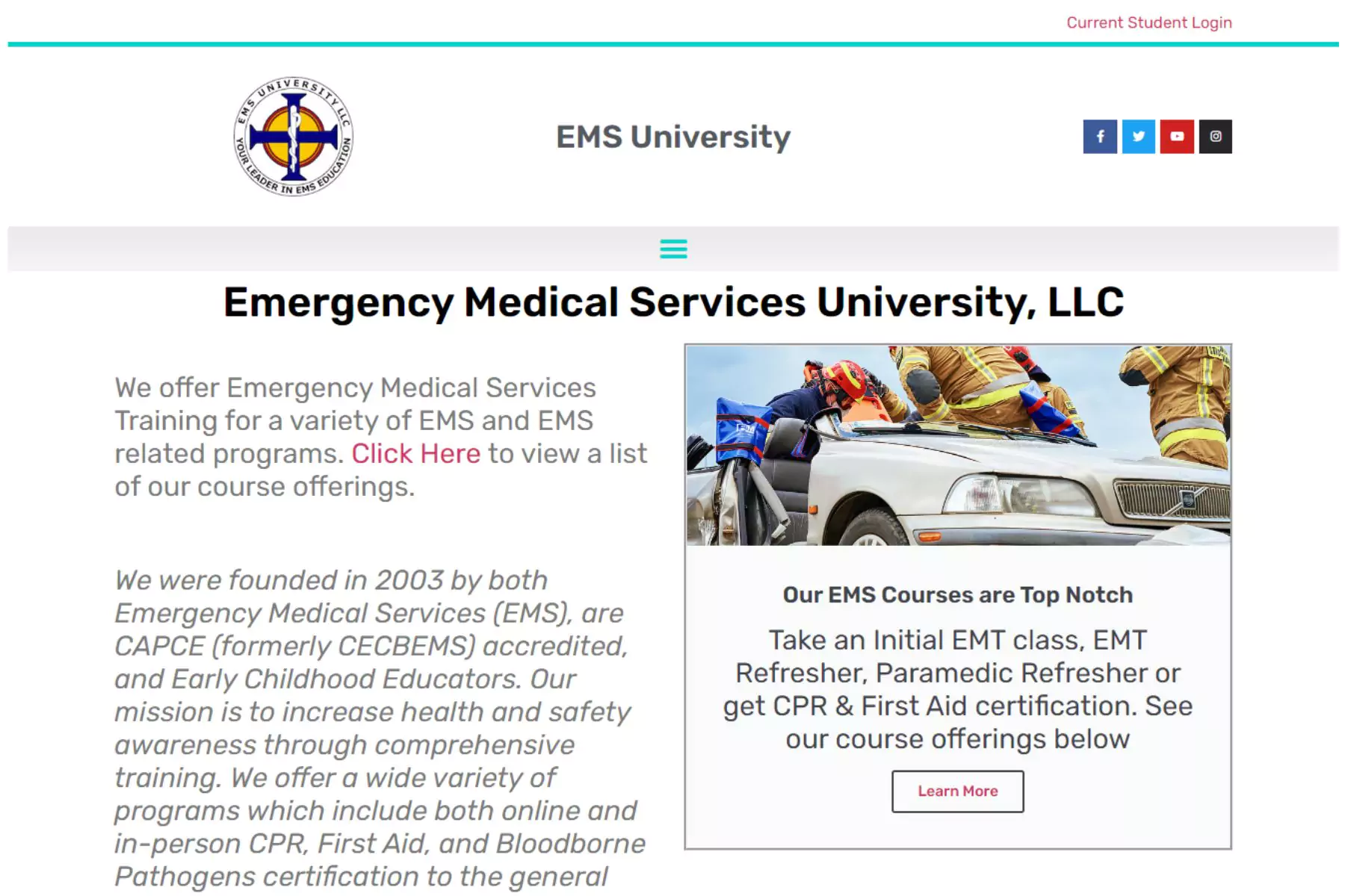 EMS University website